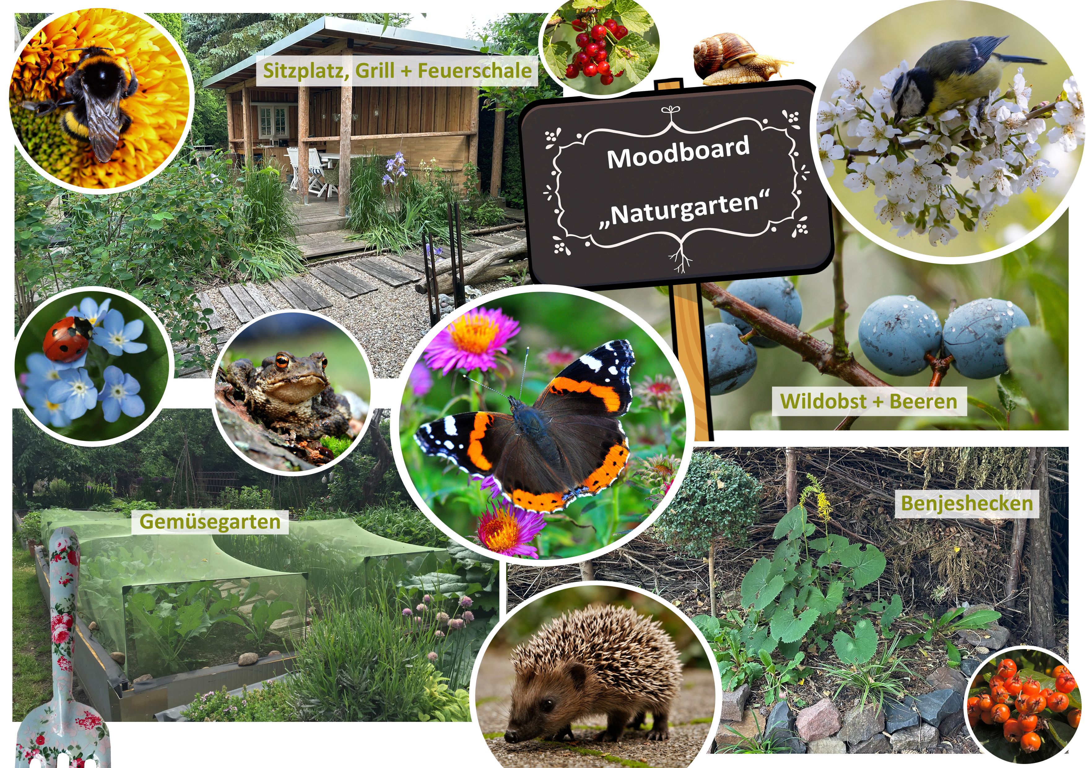 Moodboard Naturgarten, Foto: Andrea Hanschke, Lizenz: Andrea Hanschke