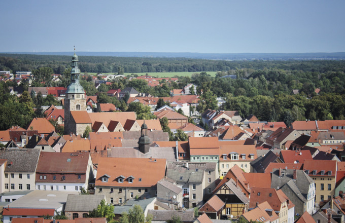 Blick vom Berg über Bad Belzig, Foto: Steven Hille, Lizenz: Tourismusverband Fläming e.V.