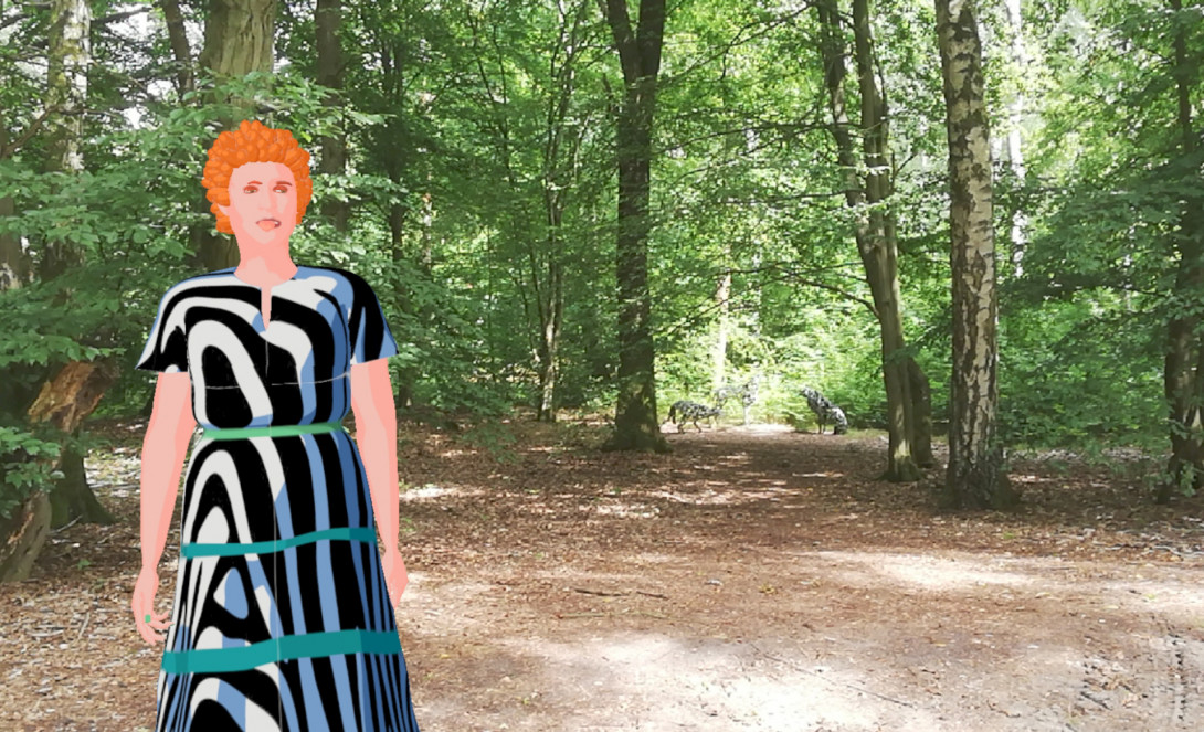 Der Avatar von Marion Burghouwt erklärt das Kunstwerk "Die Wölfe", Foto: Bansen-Wittig